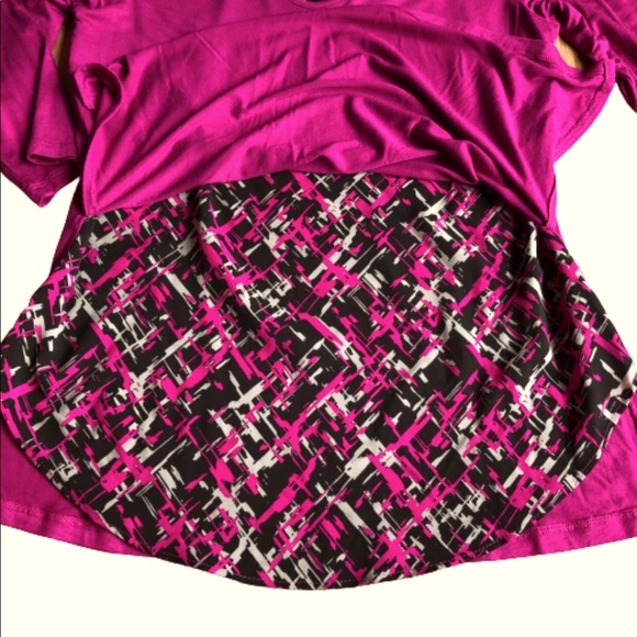 NEW APT9 Chiffon Hem Tee Shirt Magenta Small Petite Women’s NWOT - Picture 5 of 16
